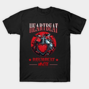 Rock Nurse Heartbeats and Drumbeats Unite T-Shirt